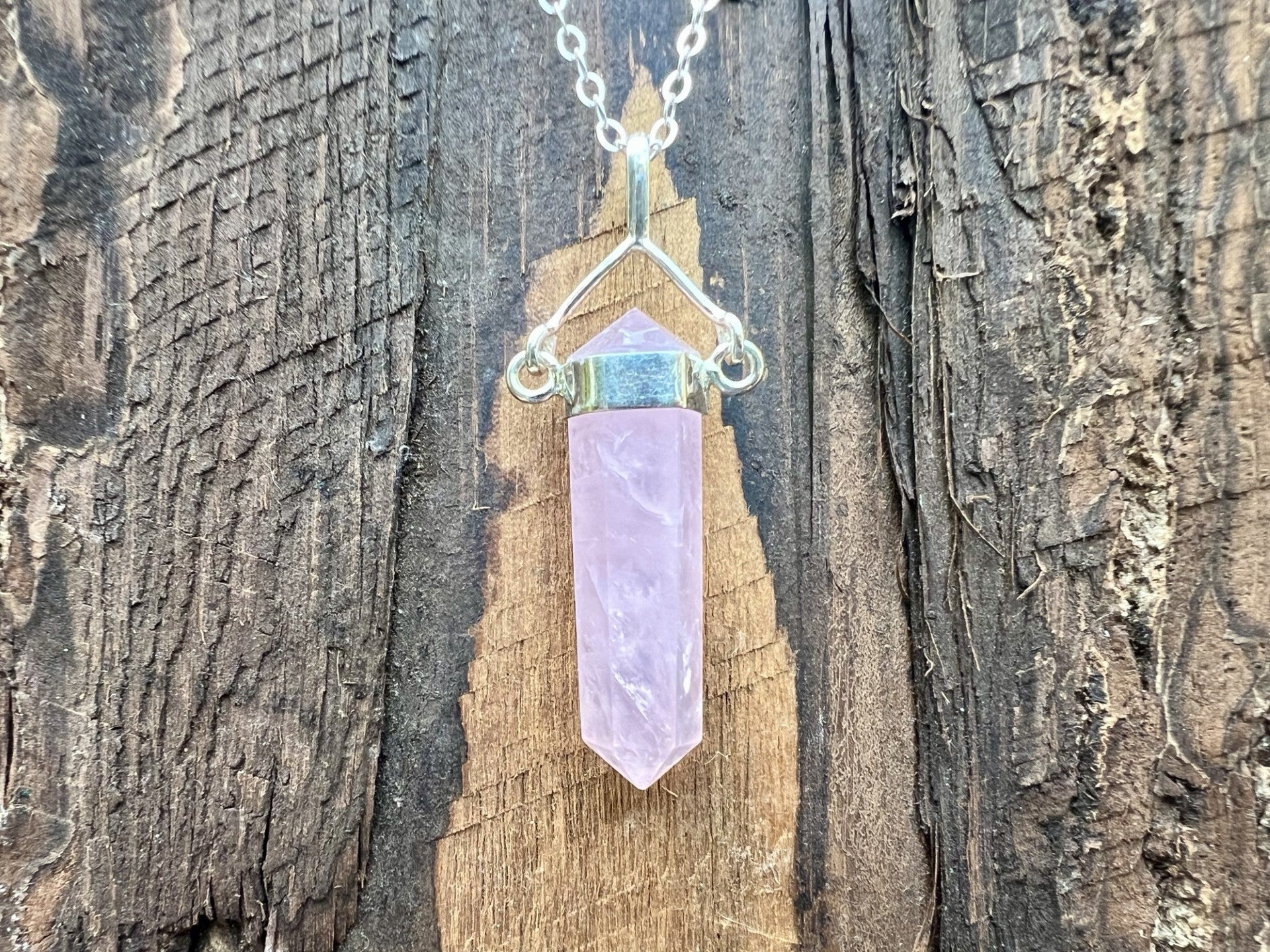 Rose Quartz Crystal Pendant - Gem Realm 