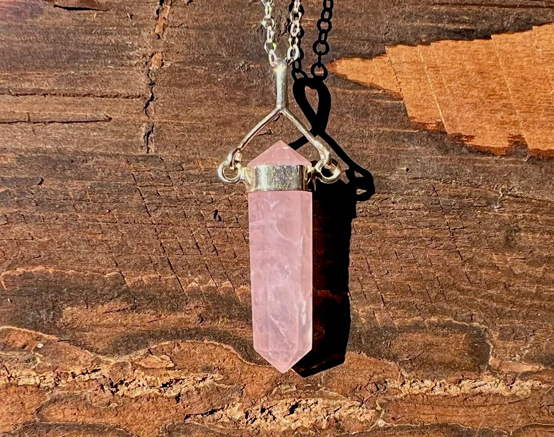 Rose Quartz Crystal Pendant - Gem Realm 