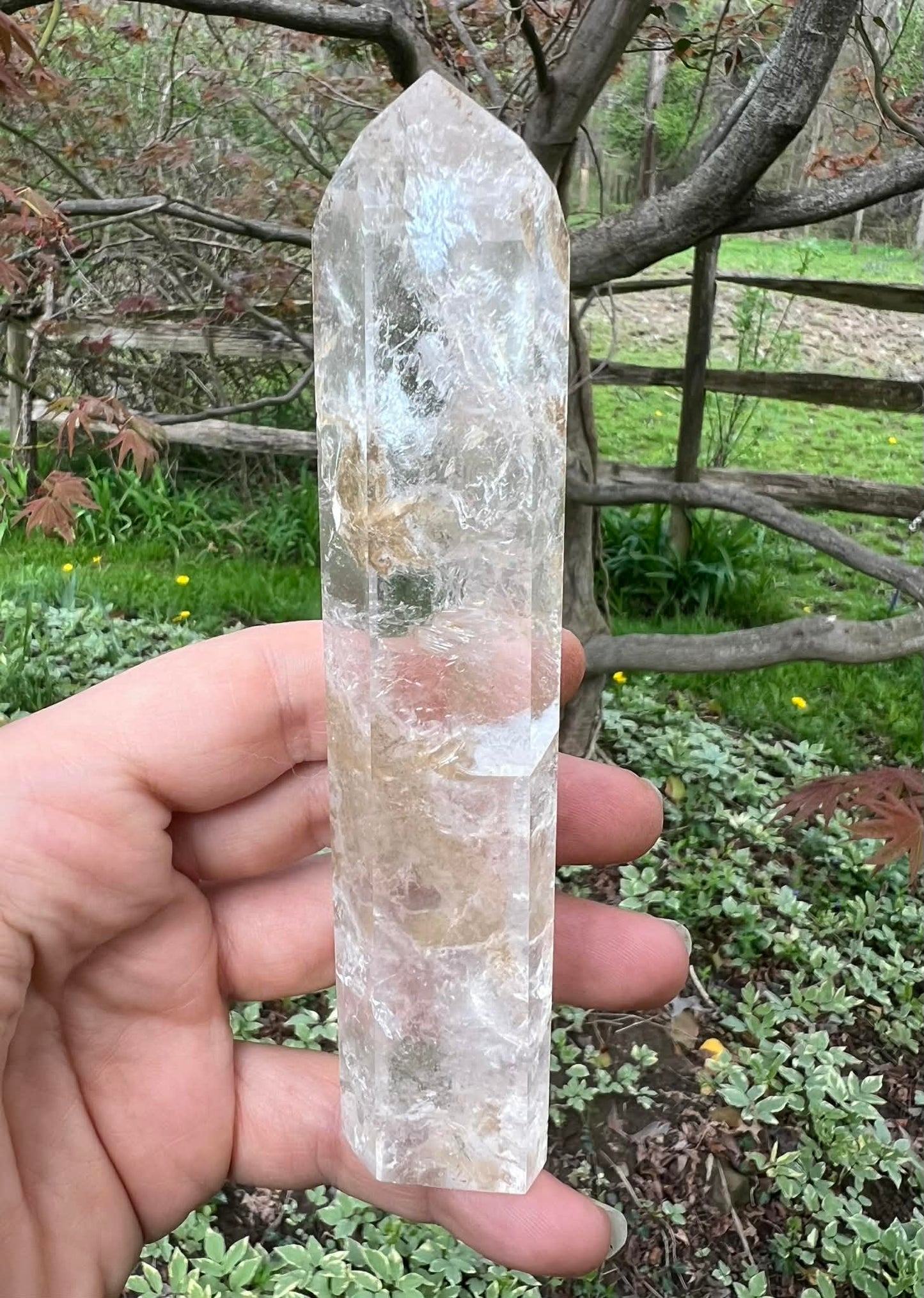 Quartz Crystal Tower ~ with inclusions ~ Large - Gem Realm 