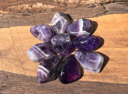 Amethyst Tumbled Stones ~ Dark and Banded - Gem Realm 