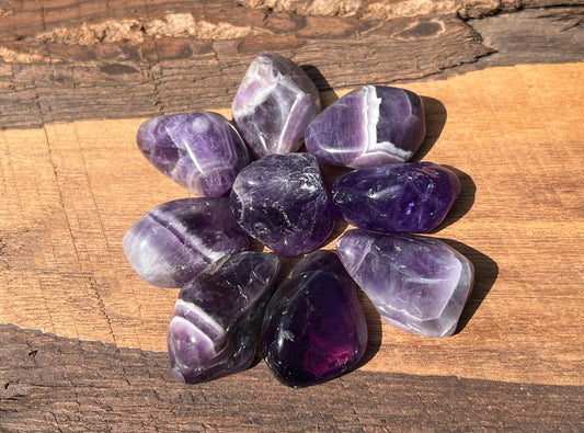 Amethyst Tumbled Stones ~ Dark and Banded - Gem Realm 