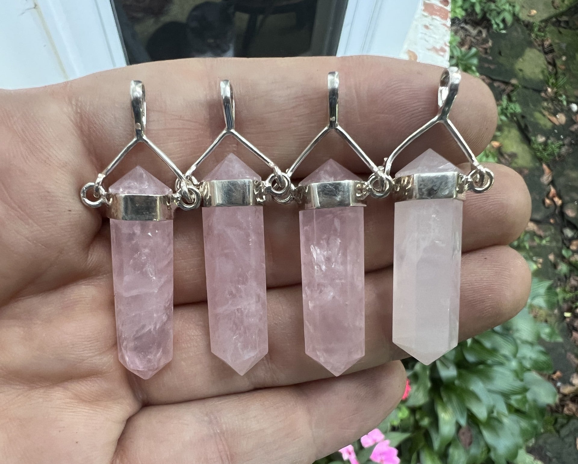 Rose Quartz Crystal Pendant - Gem Realm 