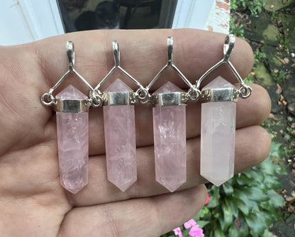Rose Quartz Crystal Pendant - Gem Realm 