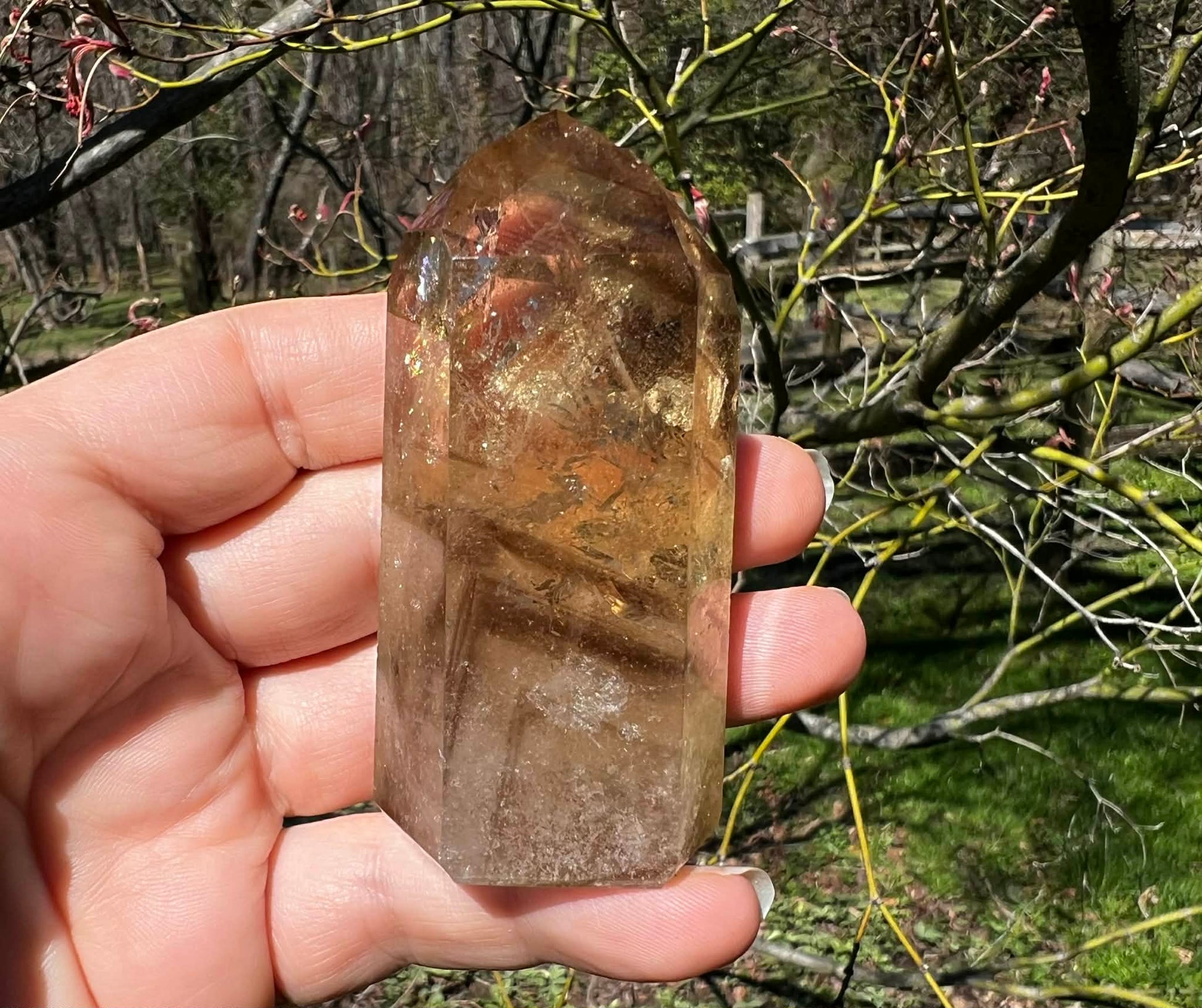 Citrine Tower ~ Smoky Citrine with Phantoms - Gem Realm 