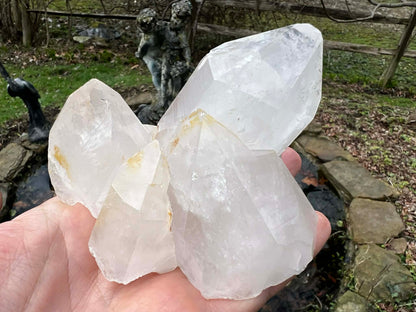 Quartz Crystal Cluster with Hematite Inclusions - Gem Realm 