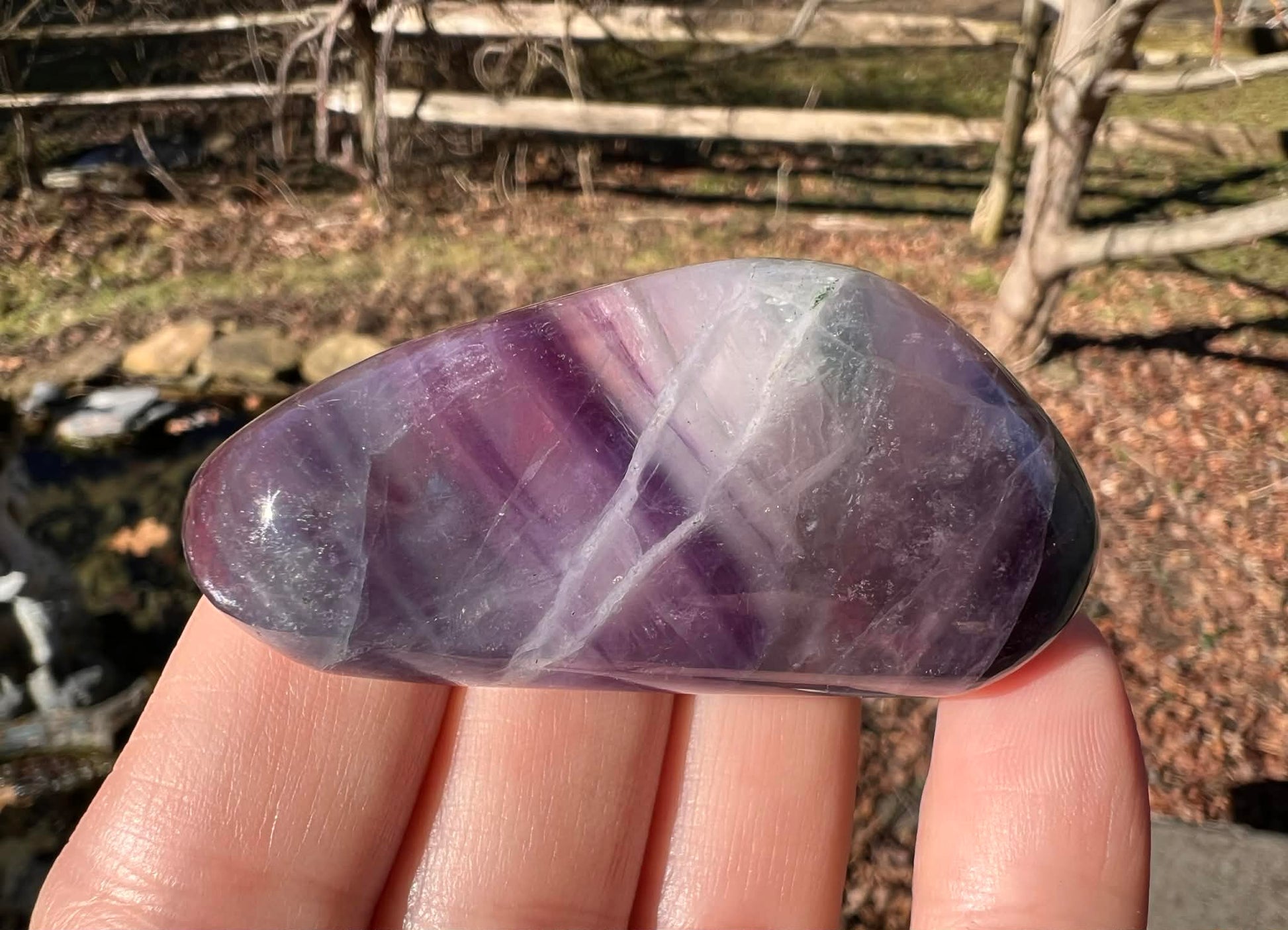Rainbow Fluorite Palm Stone - Gem Realm 