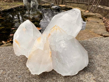 Quartz Crystal Cluster with Hematite Inclusions - Gem Realm 