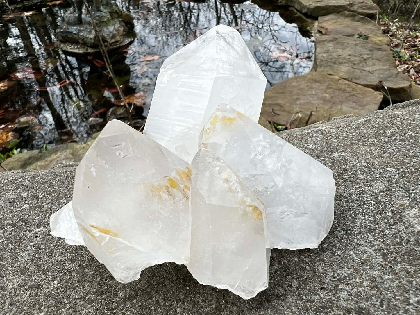 Quartz Crystal Cluster with Hematite Inclusions - Gem Realm 