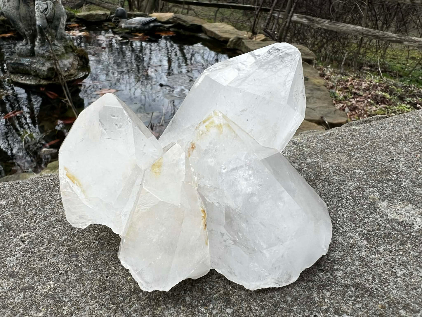 Quartz Crystal Cluster with Hematite Inclusions - Gem Realm 