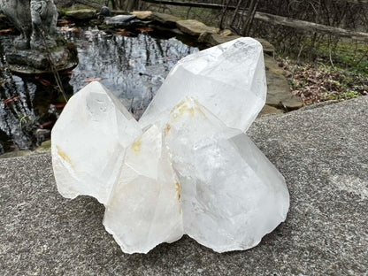 Quartz Crystal Cluster with Hematite Inclusions - Gem Realm 