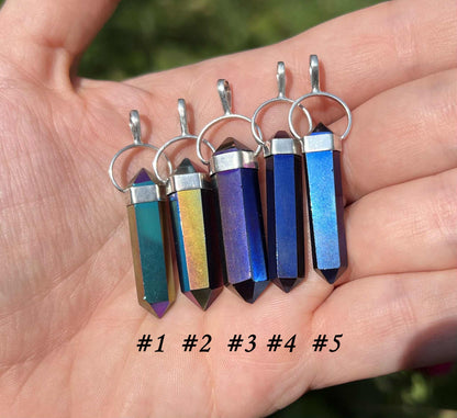 Titanium Aura Quartz Crystal Pendant