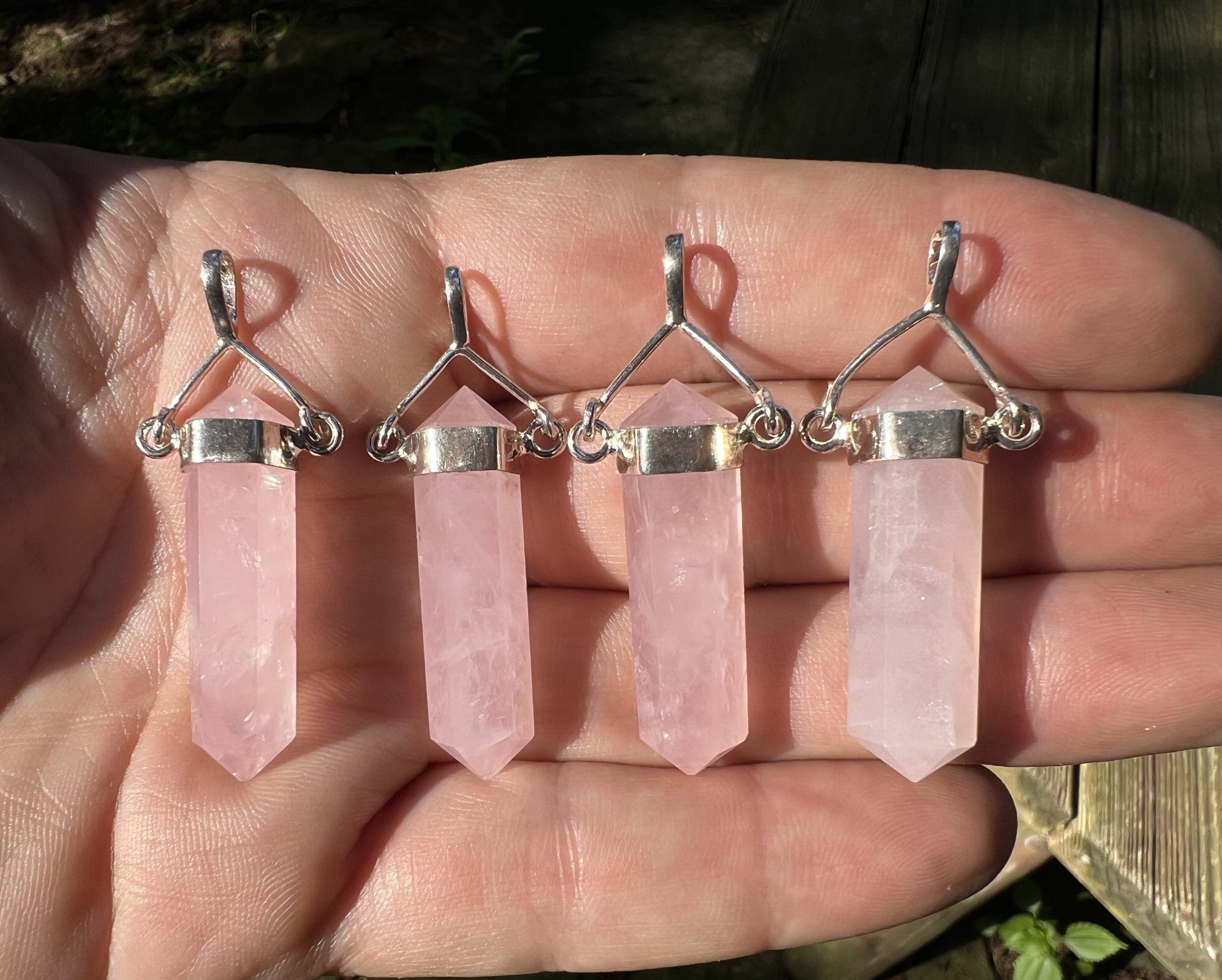 Rose Quartz Crystal Pendant - Gem Realm 