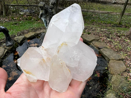 Quartz Crystal Cluster with Hematite Inclusions - Gem Realm 