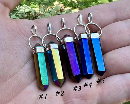 Titanium Aura Quartz Crystal Pendant