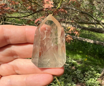 Citrine Tower ~ with Gray Phantoms and Rutile - Gem Realm 
