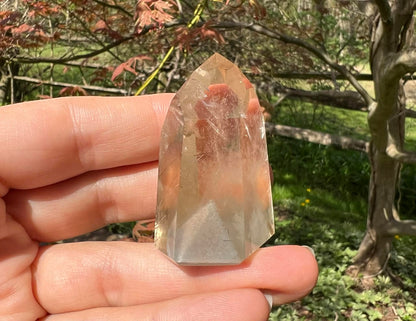 Citrine Tower ~ with Gray Phantoms and Rutile - Gem Realm 
