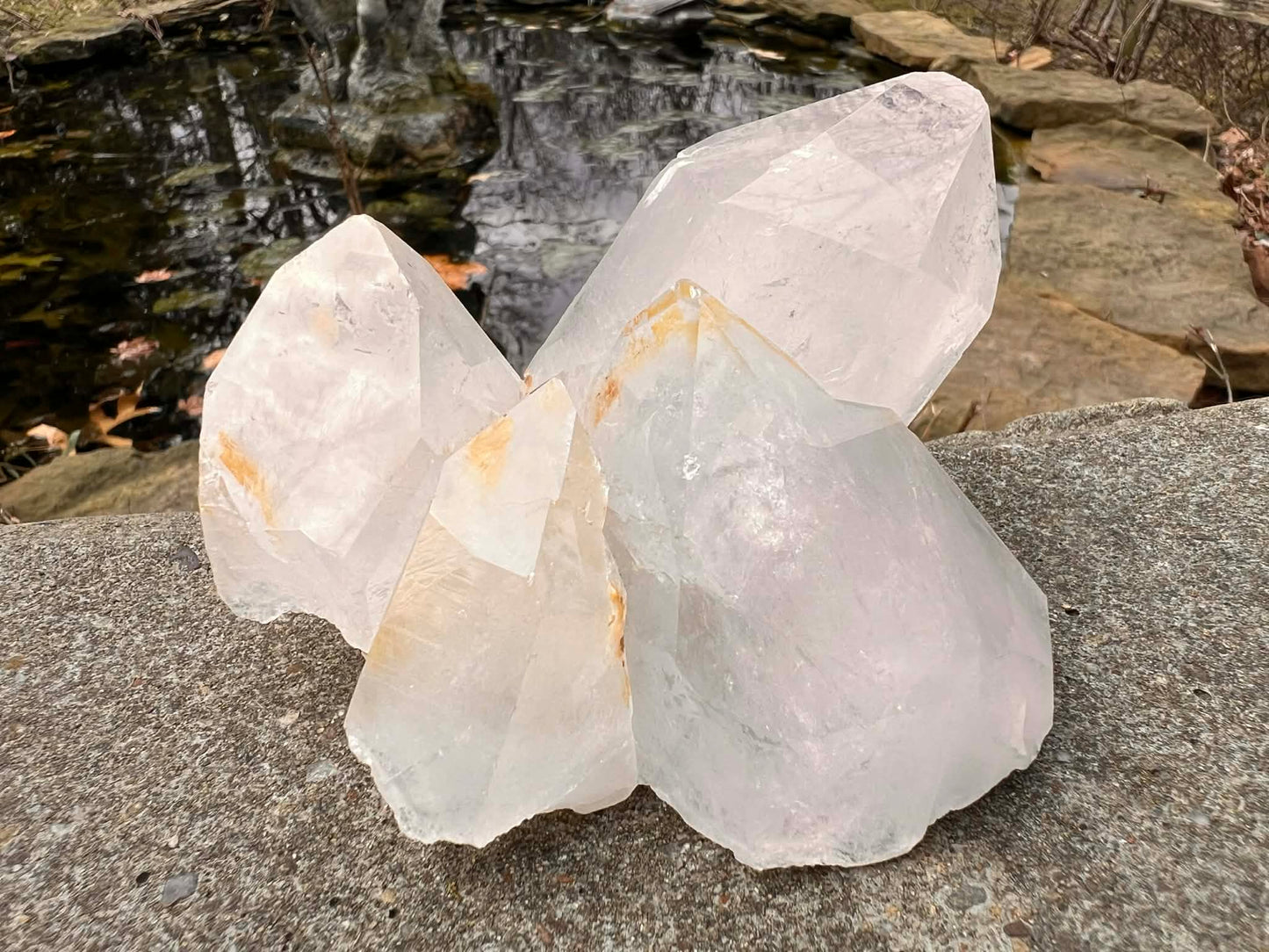 Quartz Crystal Cluster with Hematite Inclusions - Gem Realm 
