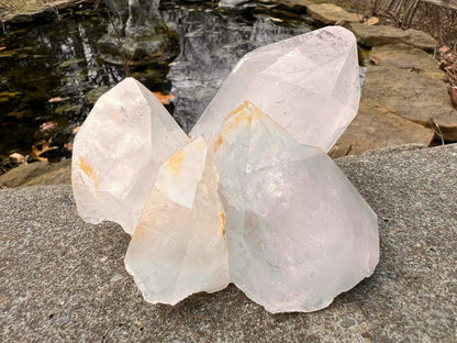 Quartz Crystal Cluster with Hematite Inclusions - Gem Realm 