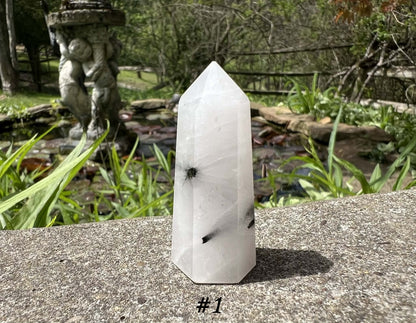 Black Tourmalinated Quartz Towers - Gem Realm 