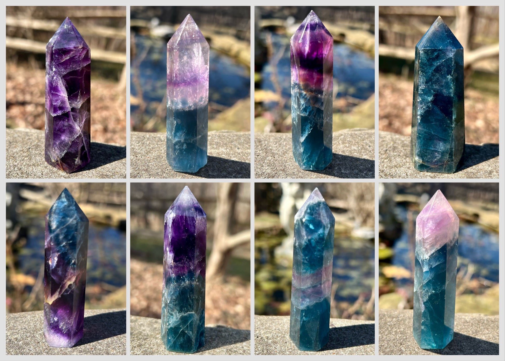 Rainbow Fluorite Towers - Gem Realm 