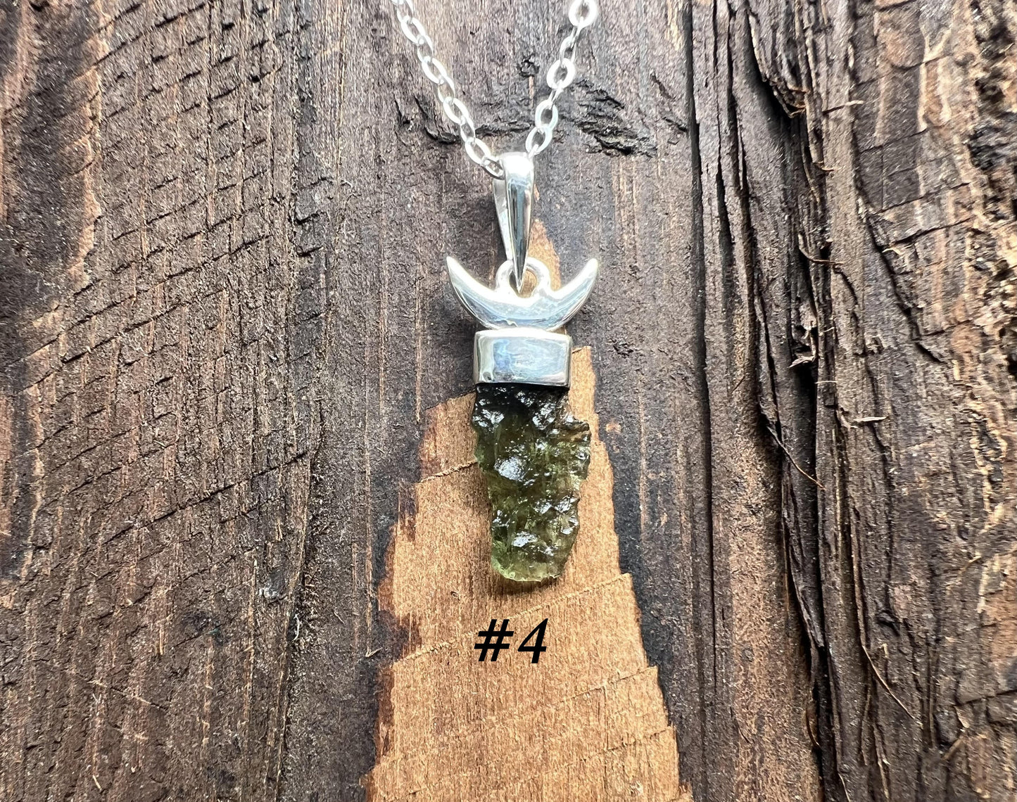 Moldavite Moon Pendant