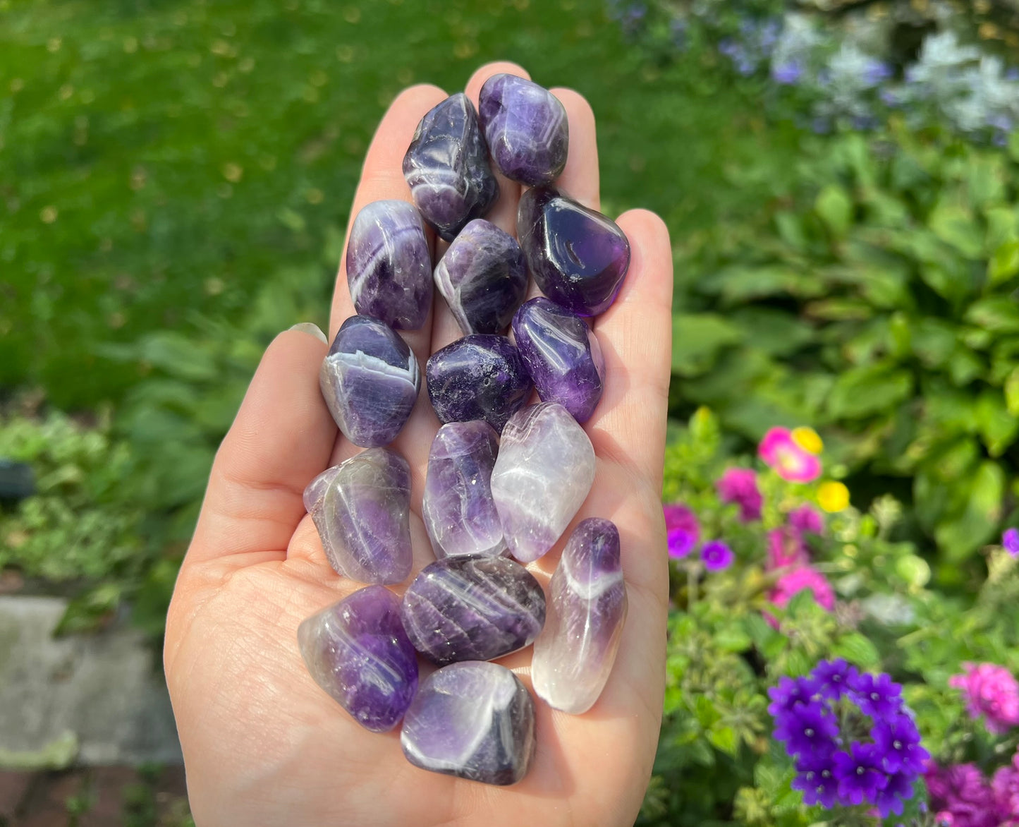 Amethyst Tumbled Stones ~ Dark and Banded