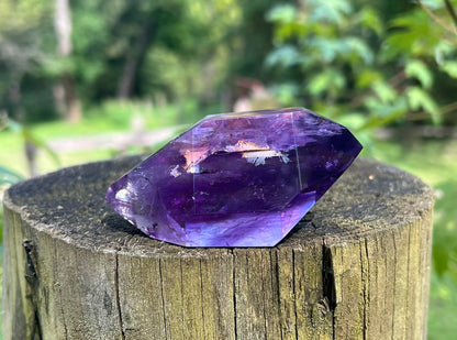 Amethyst Double Terminated Polished Point ~ Hematite Included