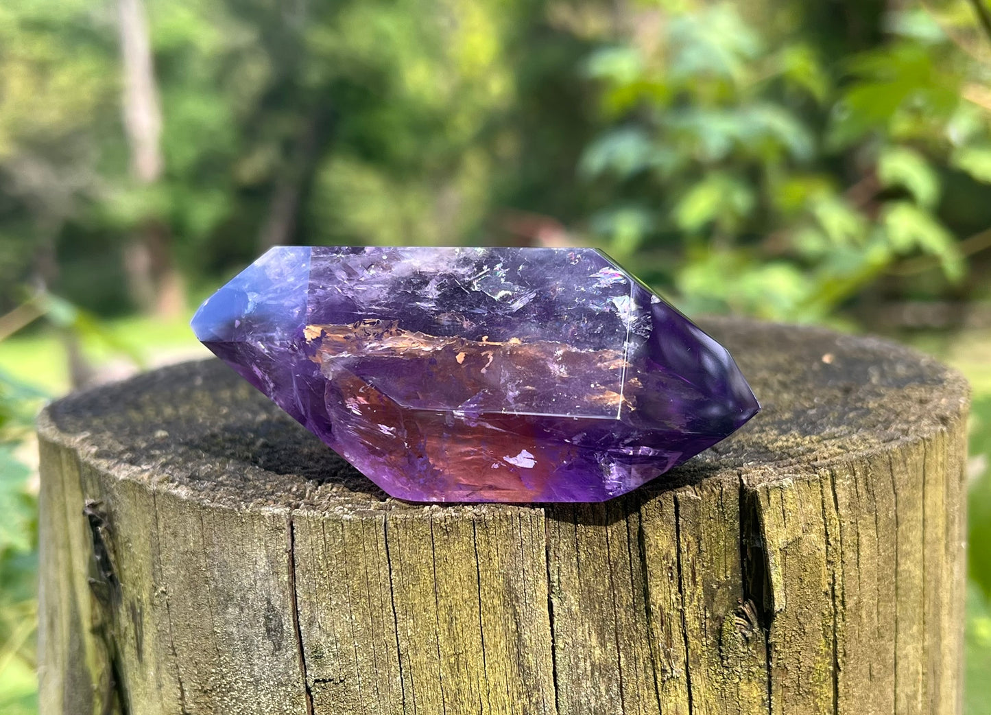 Amethyst Double Terminated Polished Point ~ Hematite Included