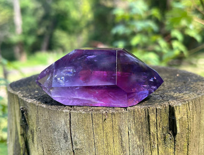 Amethyst Double Terminated Polished Point ~ Hematite Included