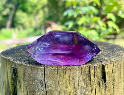 Amethyst Double Terminated Polished Point ~ Hematite Included