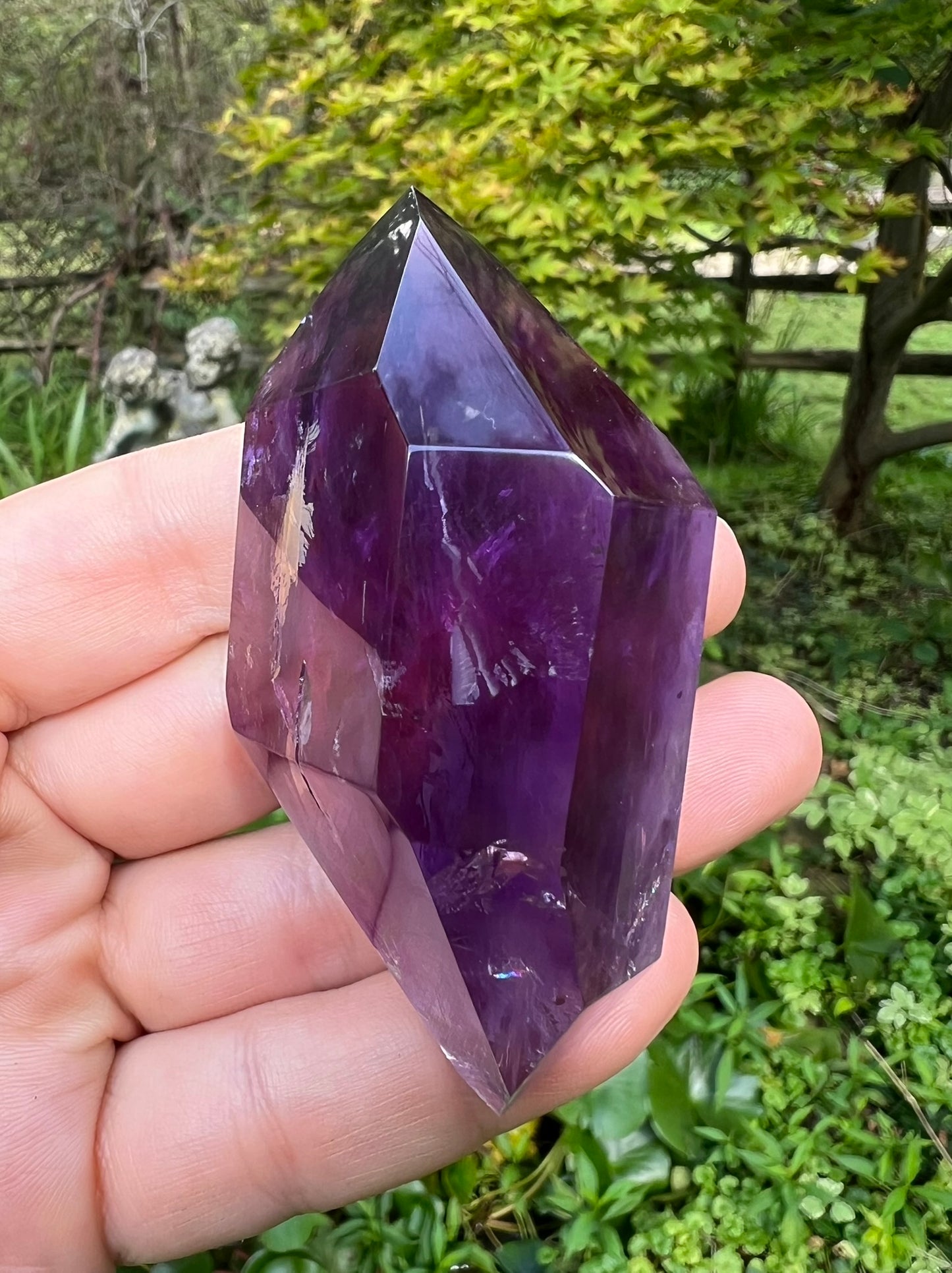 Amethyst Double Terminated Polished Point ~ Hematite Included