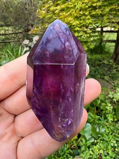 Amethyst Double Terminated Polished Point ~ Hematite Included