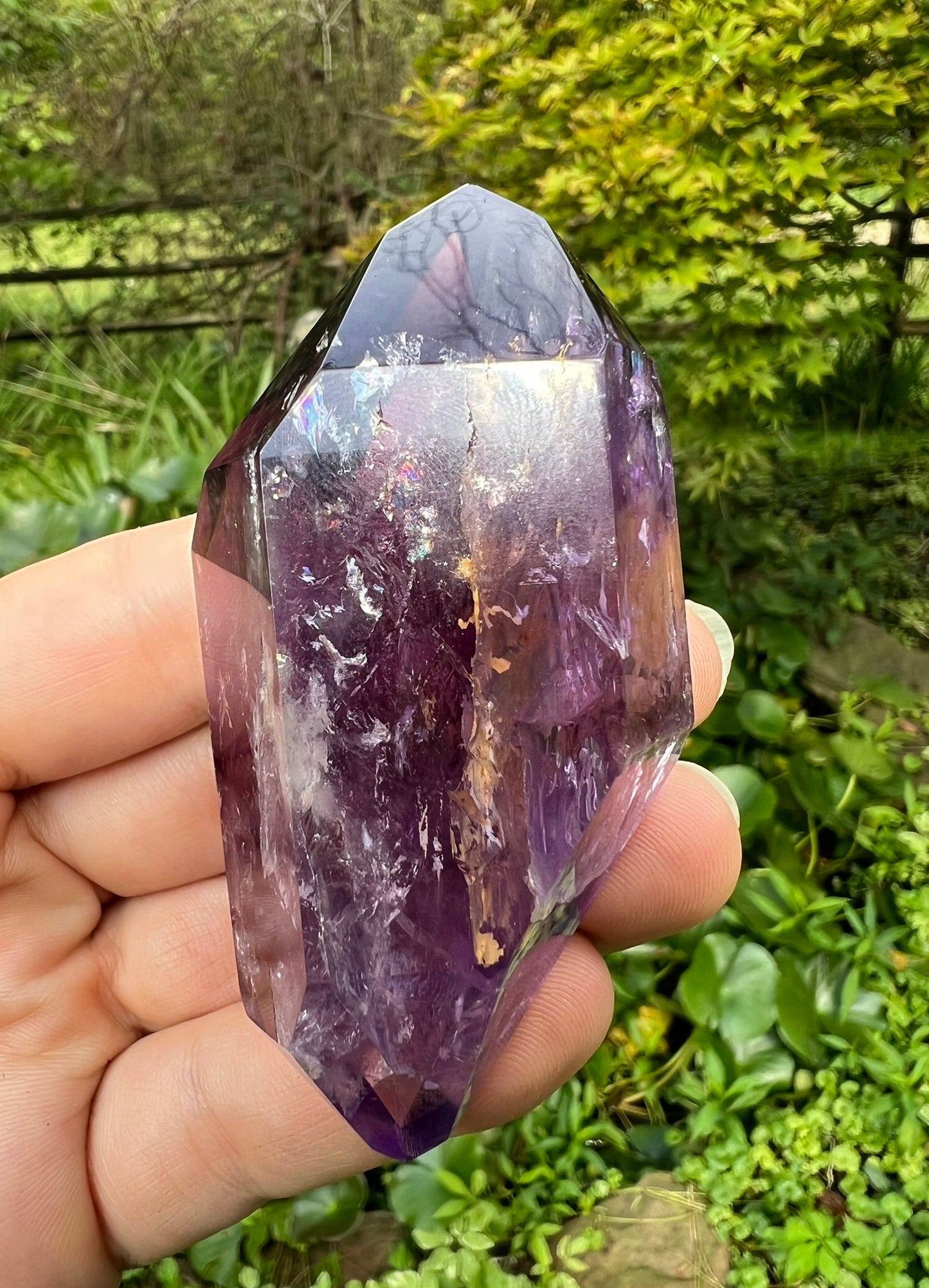 Amethyst Double Terminated Polished Point ~ Hematite Included