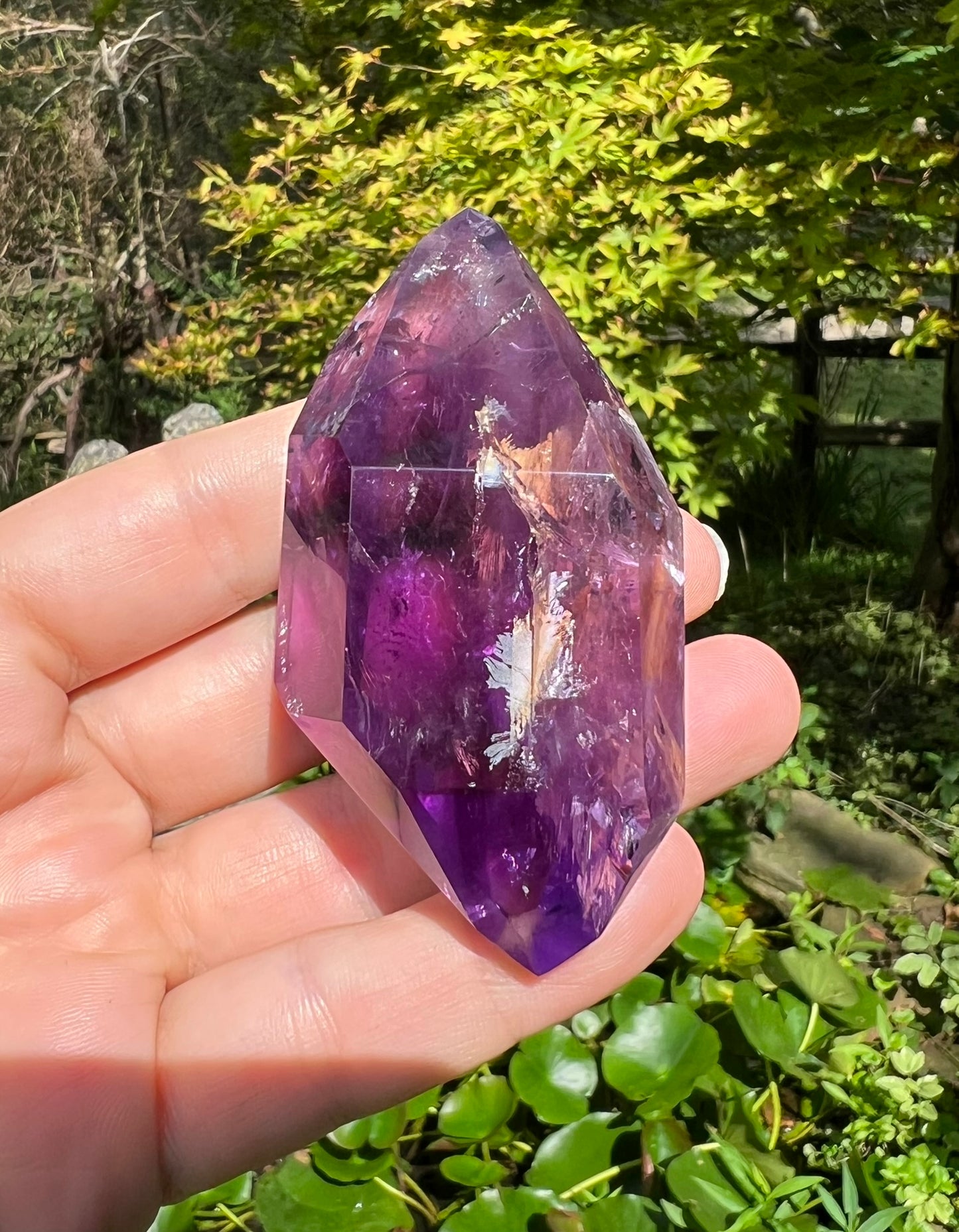 Amethyst Double Terminated Polished Point ~ Hematite Included