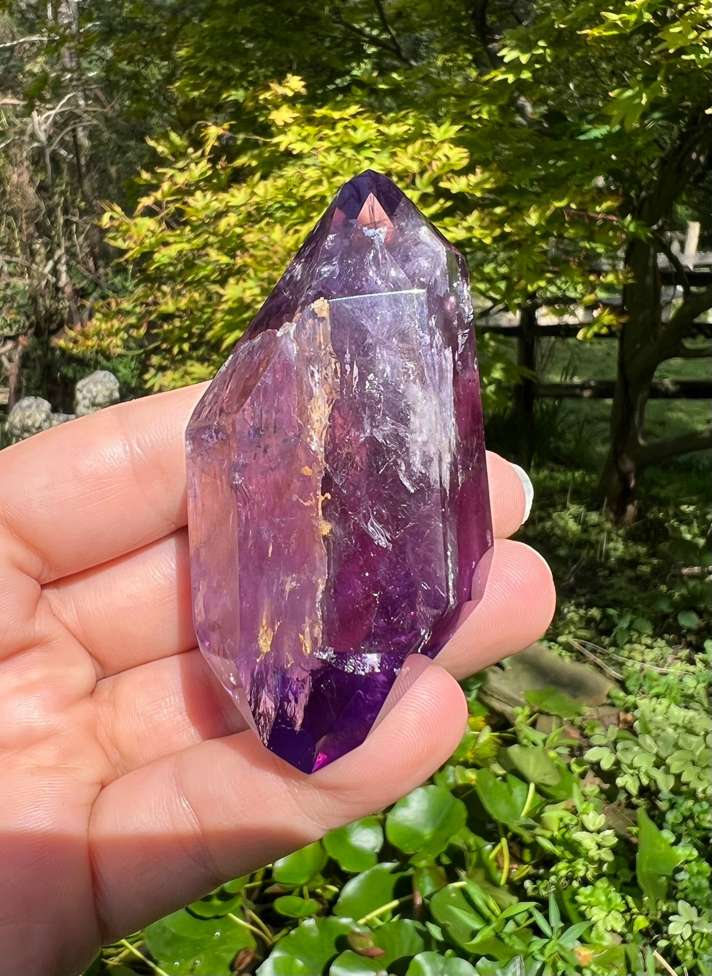 Amethyst Double Terminated Polished Point ~ Hematite Included