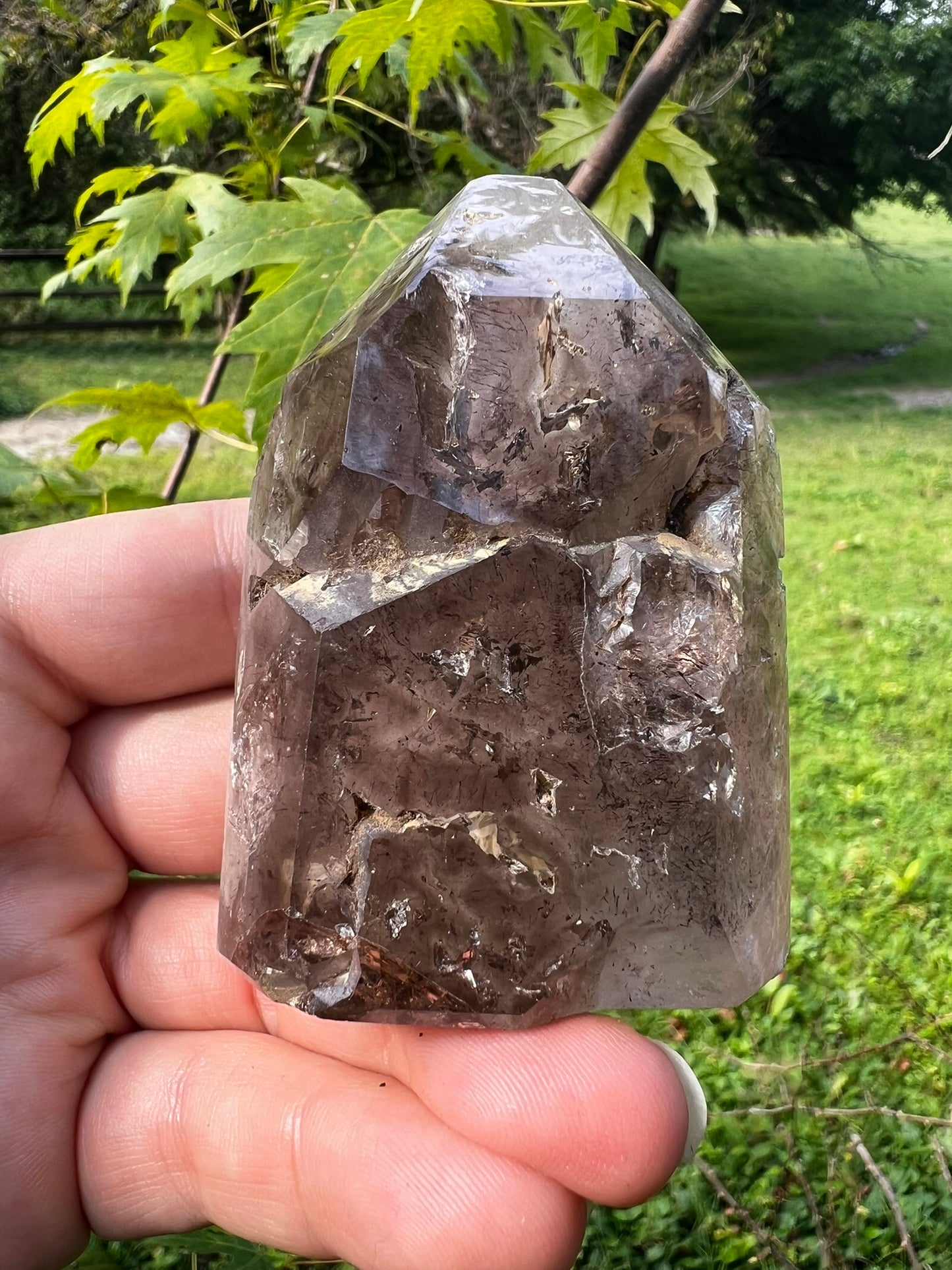 Smoky Quartz Tower with Inclusions