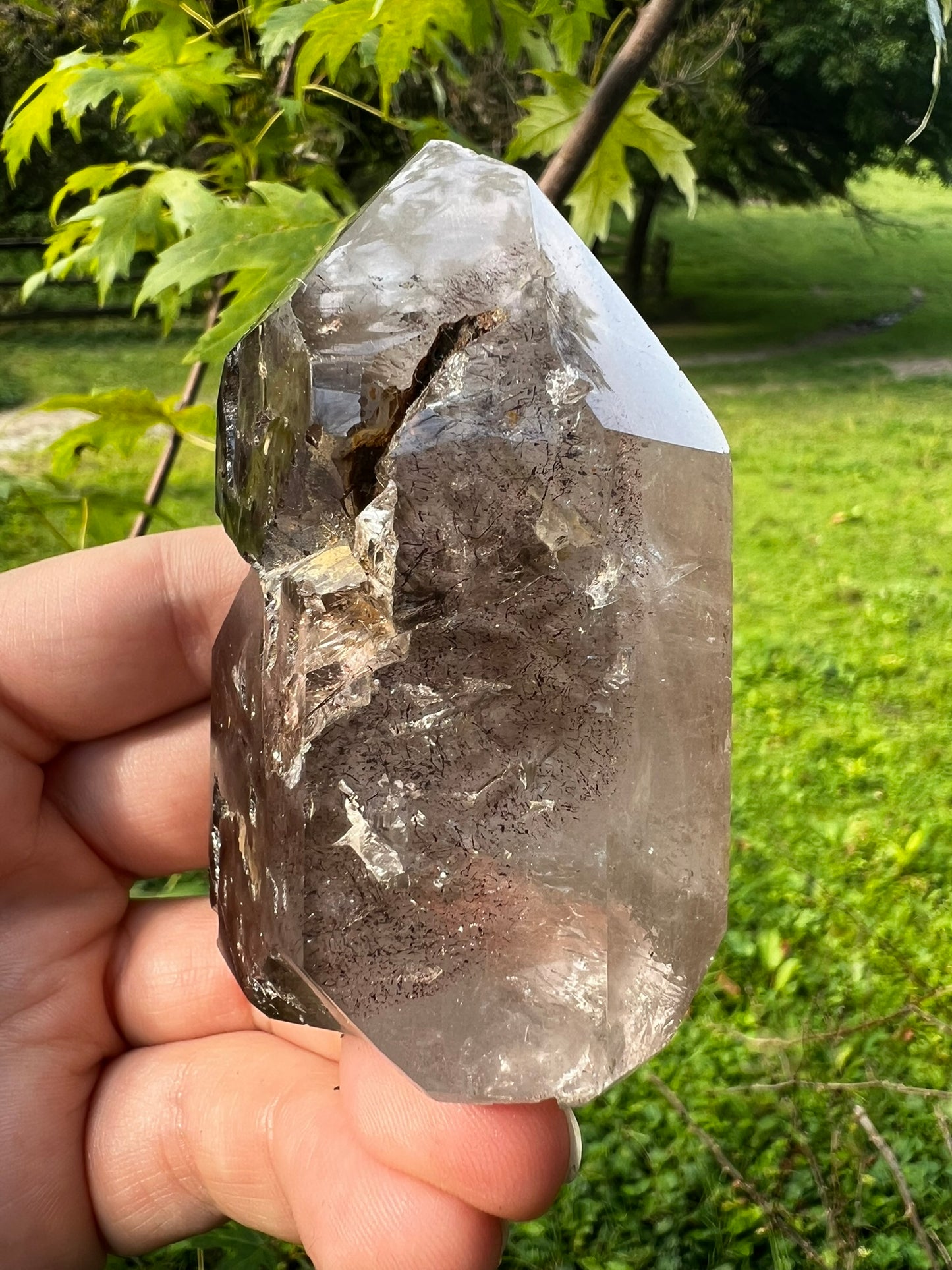 Smoky Quartz Tower with Inclusions