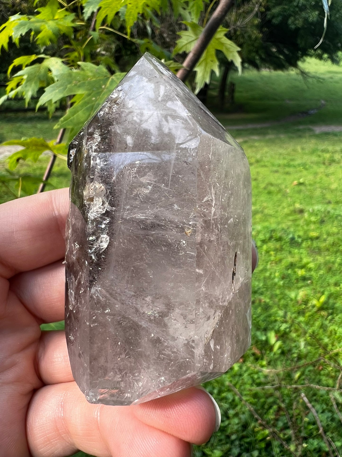 Smoky Quartz Tower with Inclusions