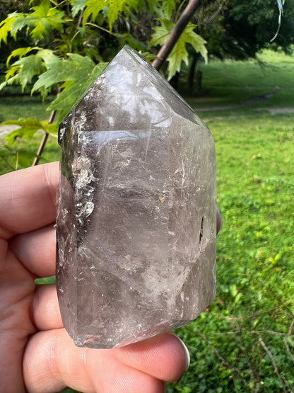 Smoky Quartz Tower with Inclusions