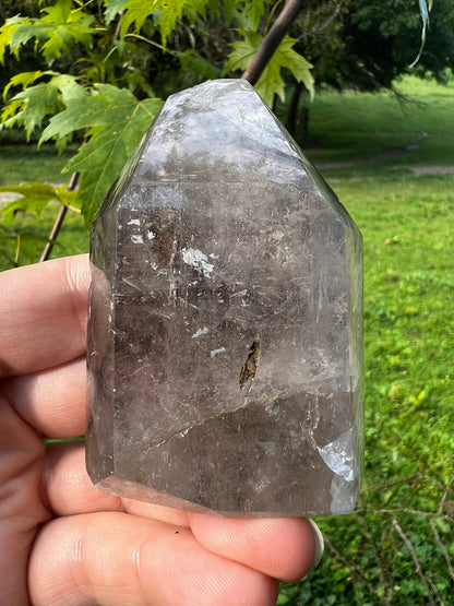 Smoky Quartz Tower with Inclusions