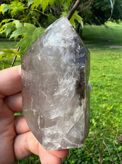 Smoky Quartz Tower with Inclusions