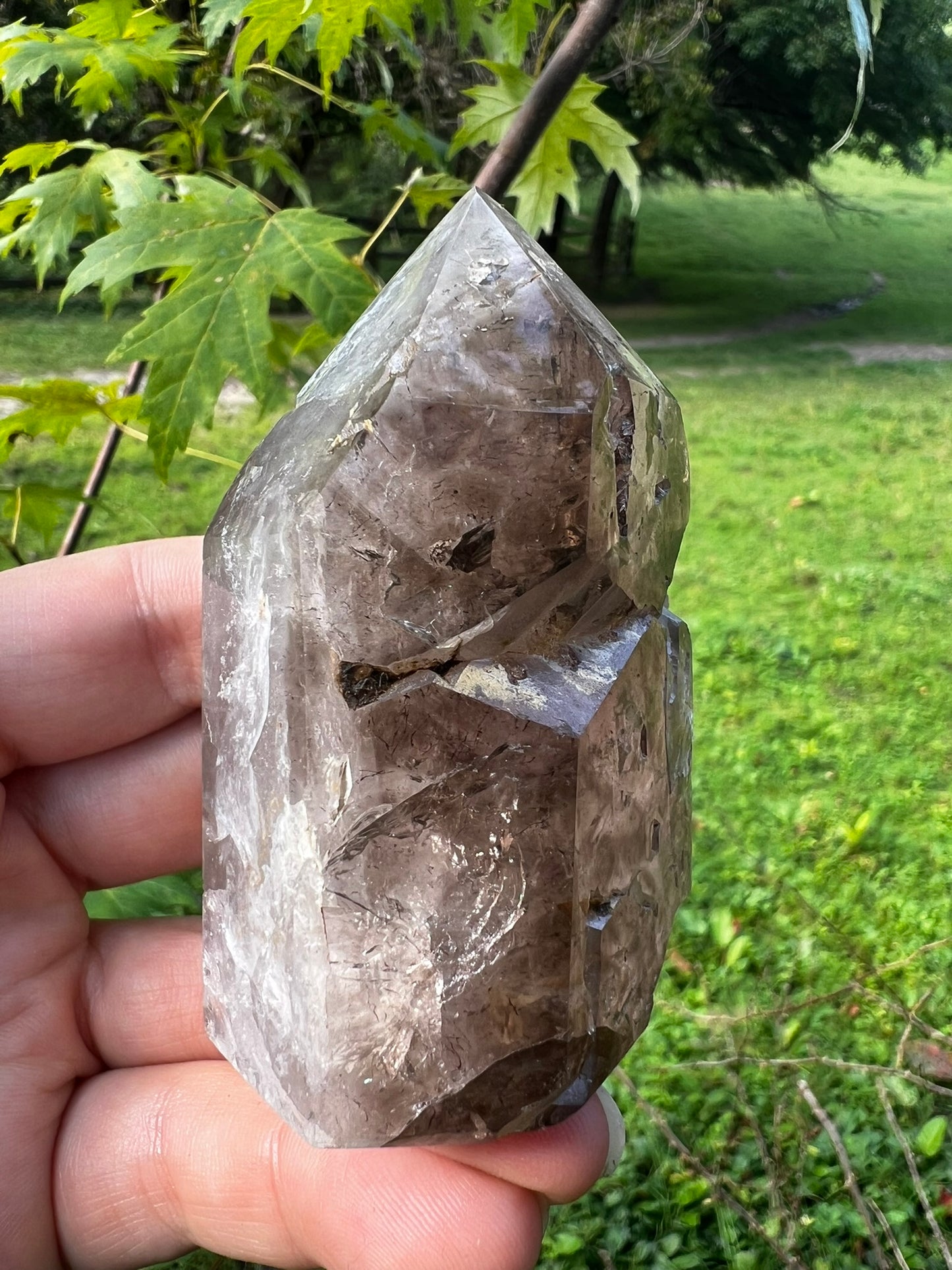 Smoky Quartz Tower with Inclusions