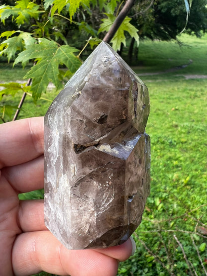Smoky Quartz Tower with Inclusions