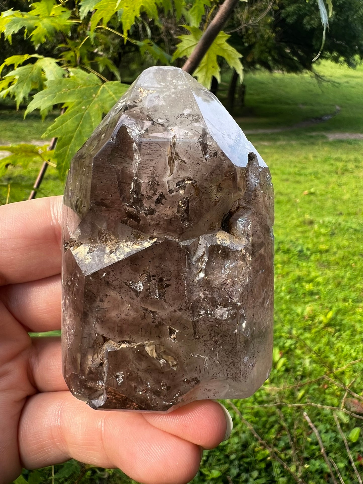 Smoky Quartz Tower with Inclusions
