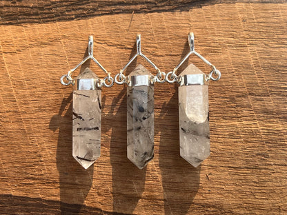 Tourmalinated Quartz Pendant - Gem Realm 