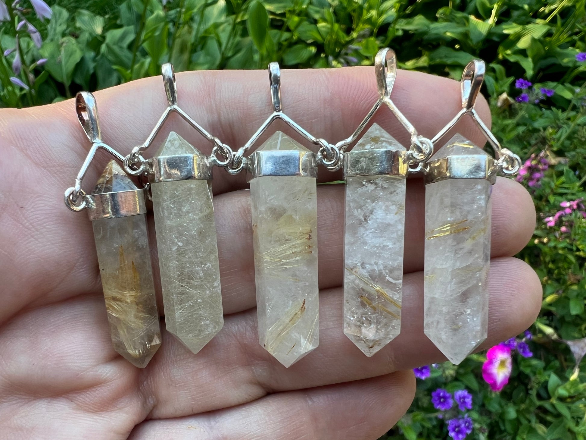 Rutilated Quartz Pendant - Gem Realm 