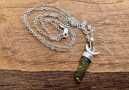 Moldavite Moon Pendant - Gem Realm 