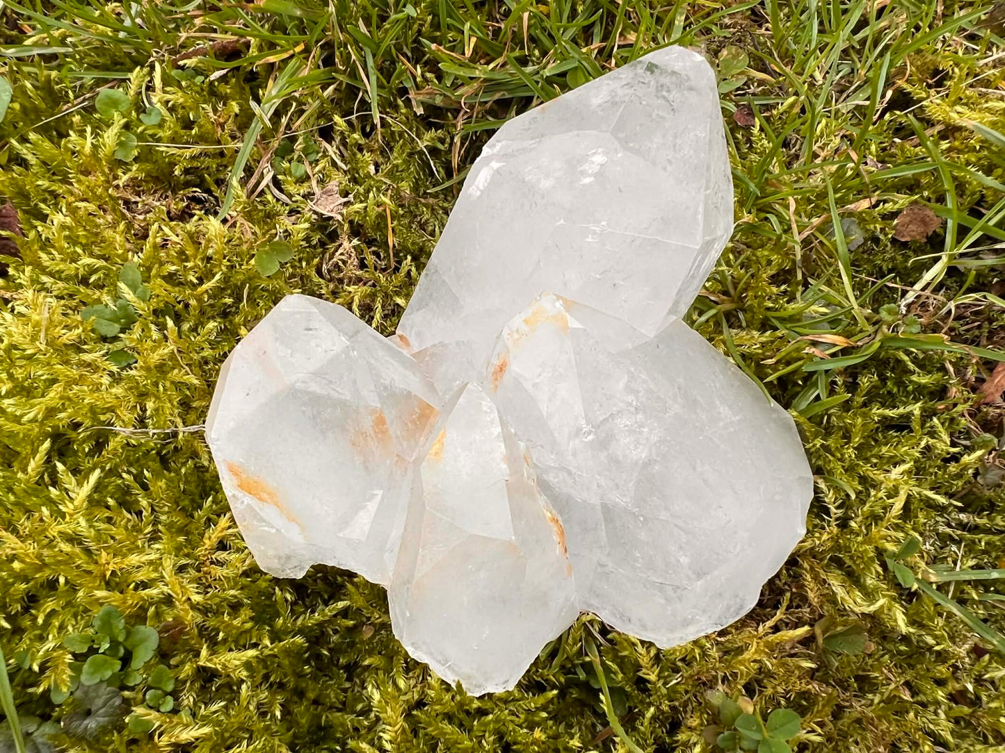 Quartz Crystal Cluster with Hematite Inclusions - Gem Realm 