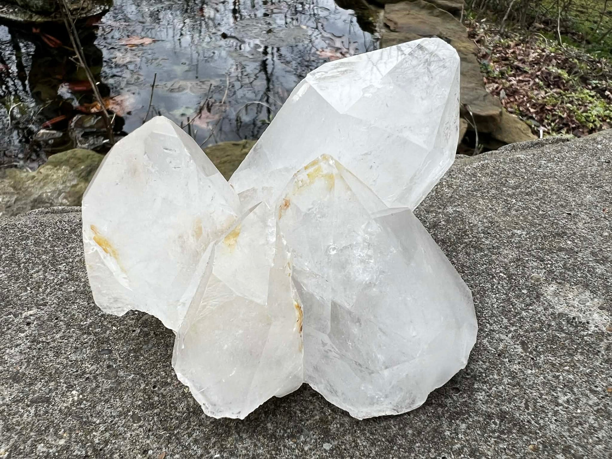 Quartz Crystal Cluster with Hematite Inclusions - Gem Realm 