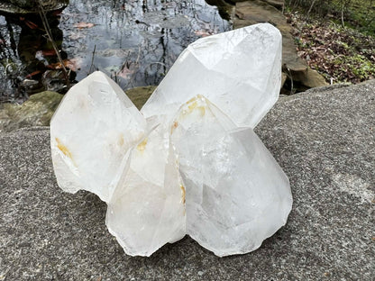 Quartz Crystal Cluster with Hematite Inclusions - Gem Realm 